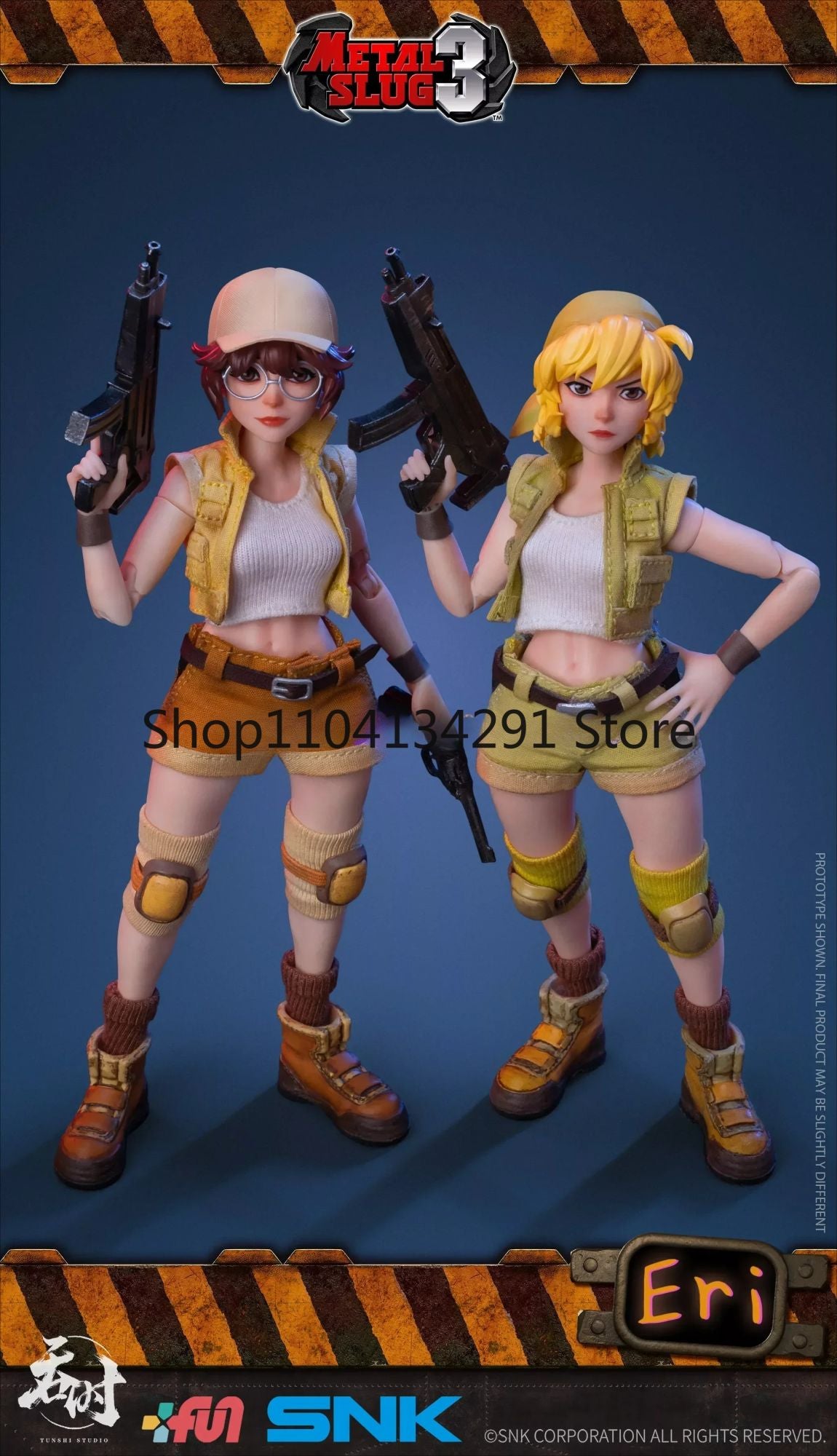 Bonecos de ação originais SNK Metal Slug Fio e Alice Sisters em escala 1/12 colecionáveis ERI006 ERI007 Boneco de ação de brinquedo
