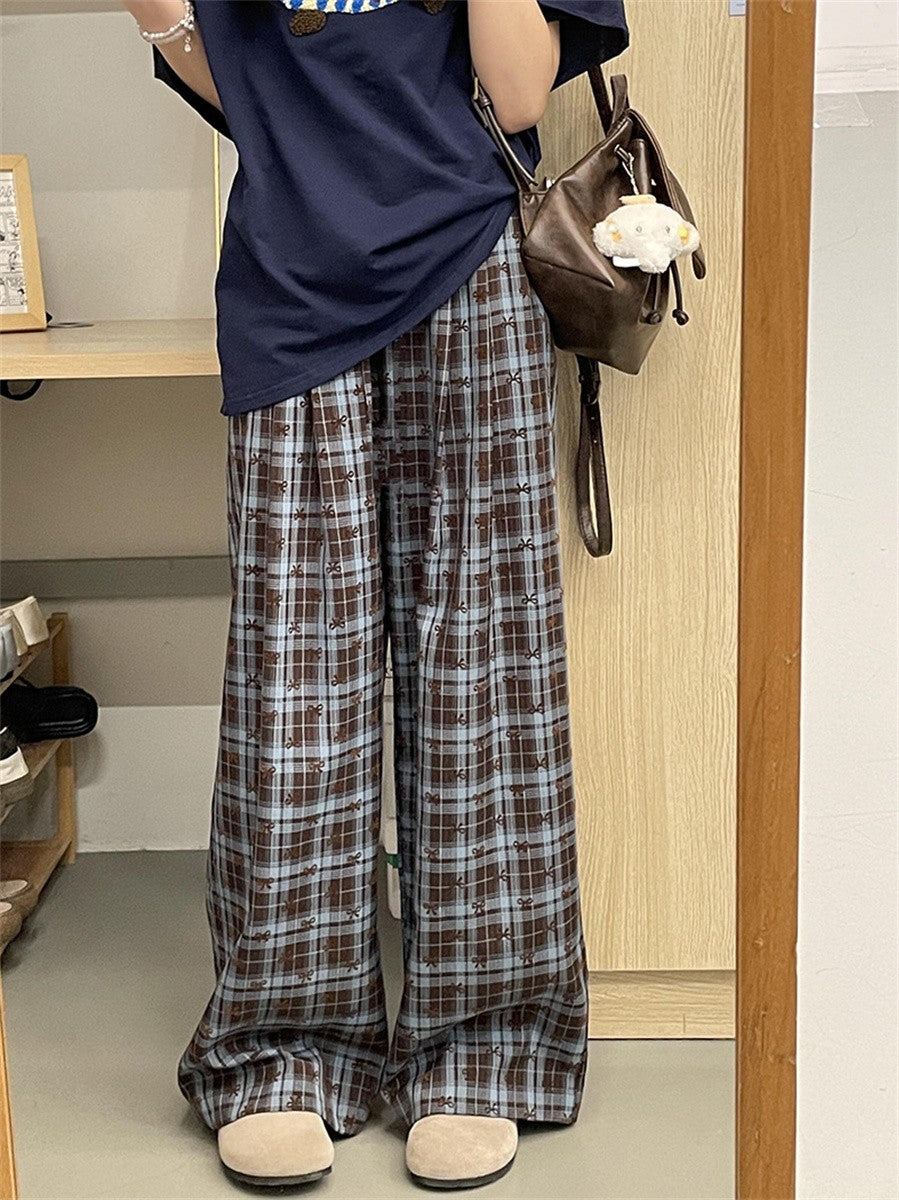 2025 Korean High-Grade Bow Pants Women Spring Autumn Comfortable High Waist Casual Slimming Long Pants Home Walking Pajama Pants