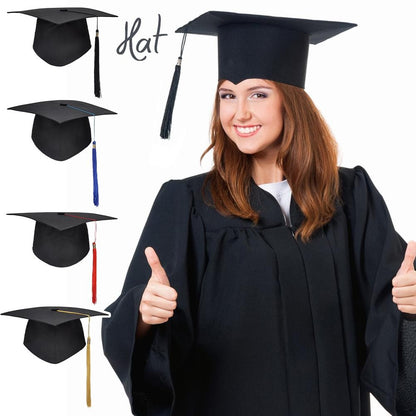 Black Adult Bachelor Caps Graduation Hat for Student 2023 Congratulation Graduation Party Decorations