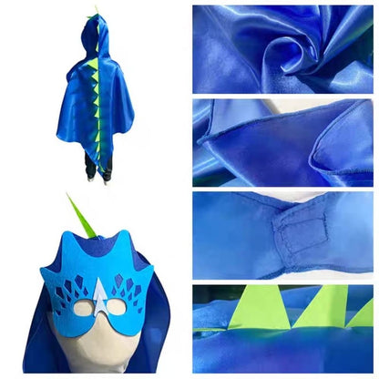 Boys Girls Dinosaur Cape Dragon Hooded Cloak for Kids Halloween Costume Christmas Fancy Mask Cosplay Costumes