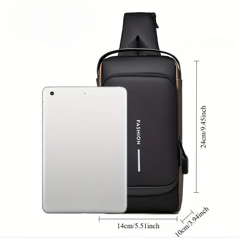 Men'S Anti-Theft Password Lock Chest Bag,Durable Oxford Fabric, Adjustable Shoulder Strap, Crossbody Style with Secure Lock