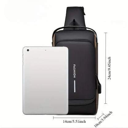 Men'S Anti-Theft Password Lock Chest Bag,Durable Oxford Fabric, Adjustable Shoulder Strap, Crossbody Style with Secure Lock