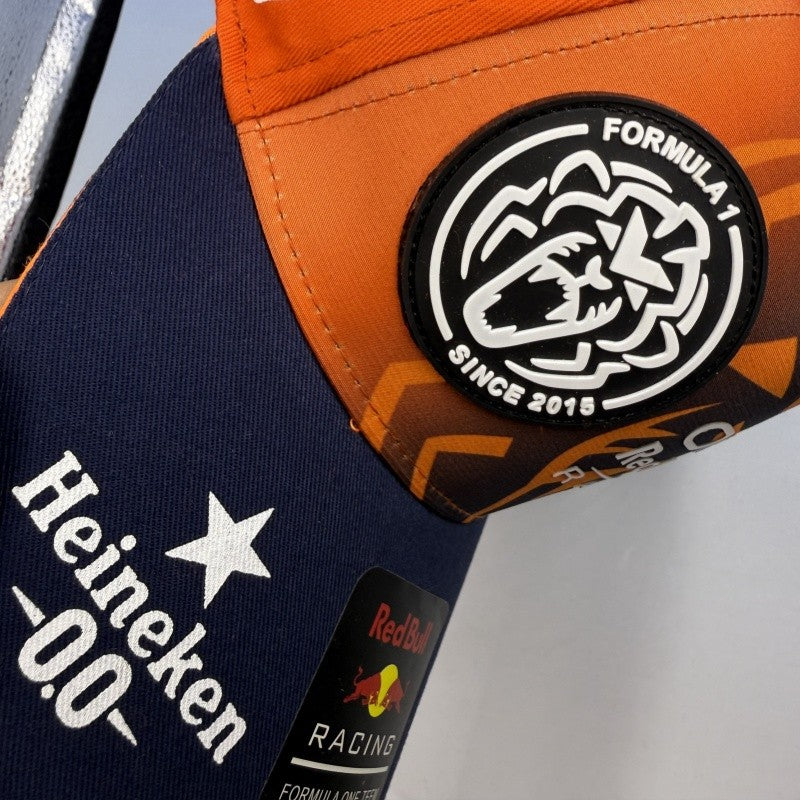 Verstappen Red Bull racing cap with orange curved brim RedBull baseball cap for summer shade breathable and adjustable sun hat