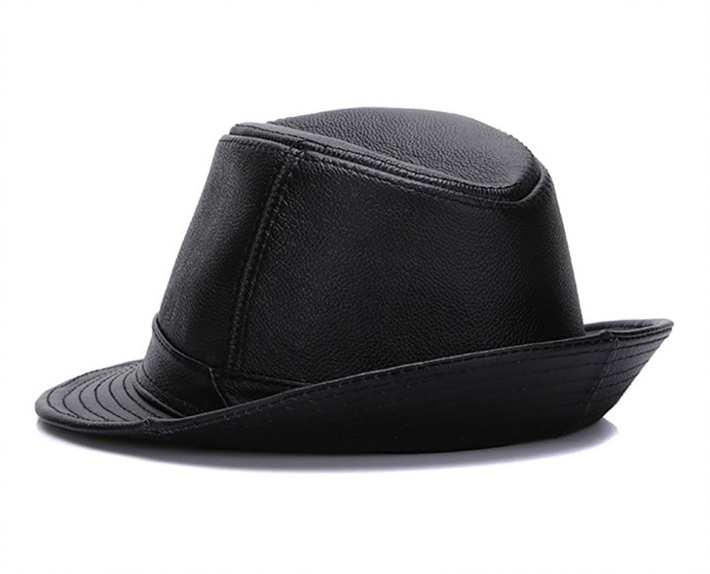 2025 Men Fashion Caps Autumn Winter Warm New Cowboy  100% Real Cowhide Leather Hats Men Real Genuine Cowhide Leather Top Hats
