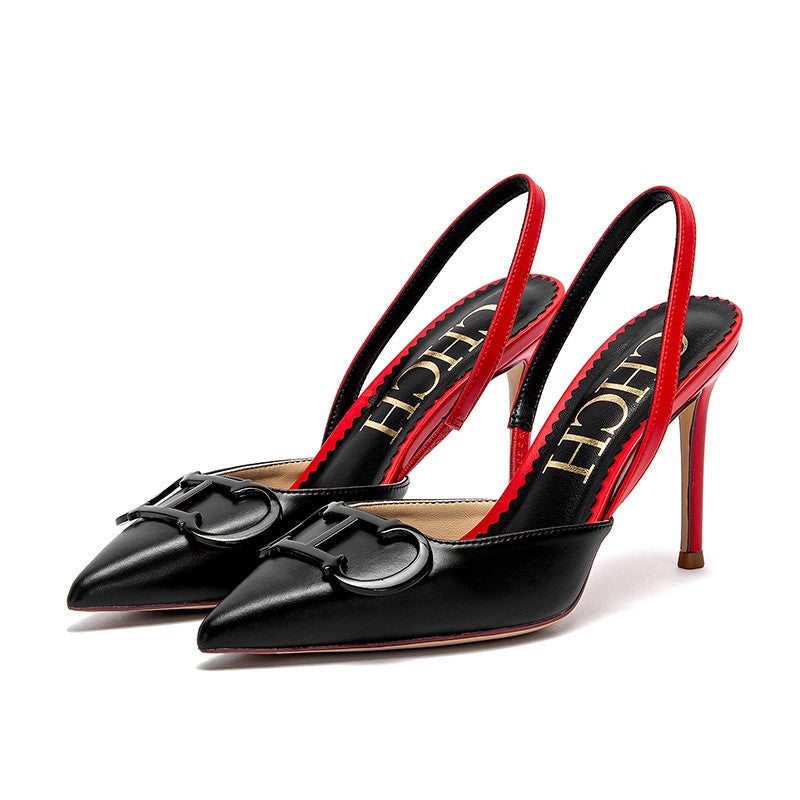 CHCH Salto Alto Feminino 2025 Ponta Fina Destiny Bico Fechado Salto com Tiras Sapatos de Festa Casamento Sexy 9cm