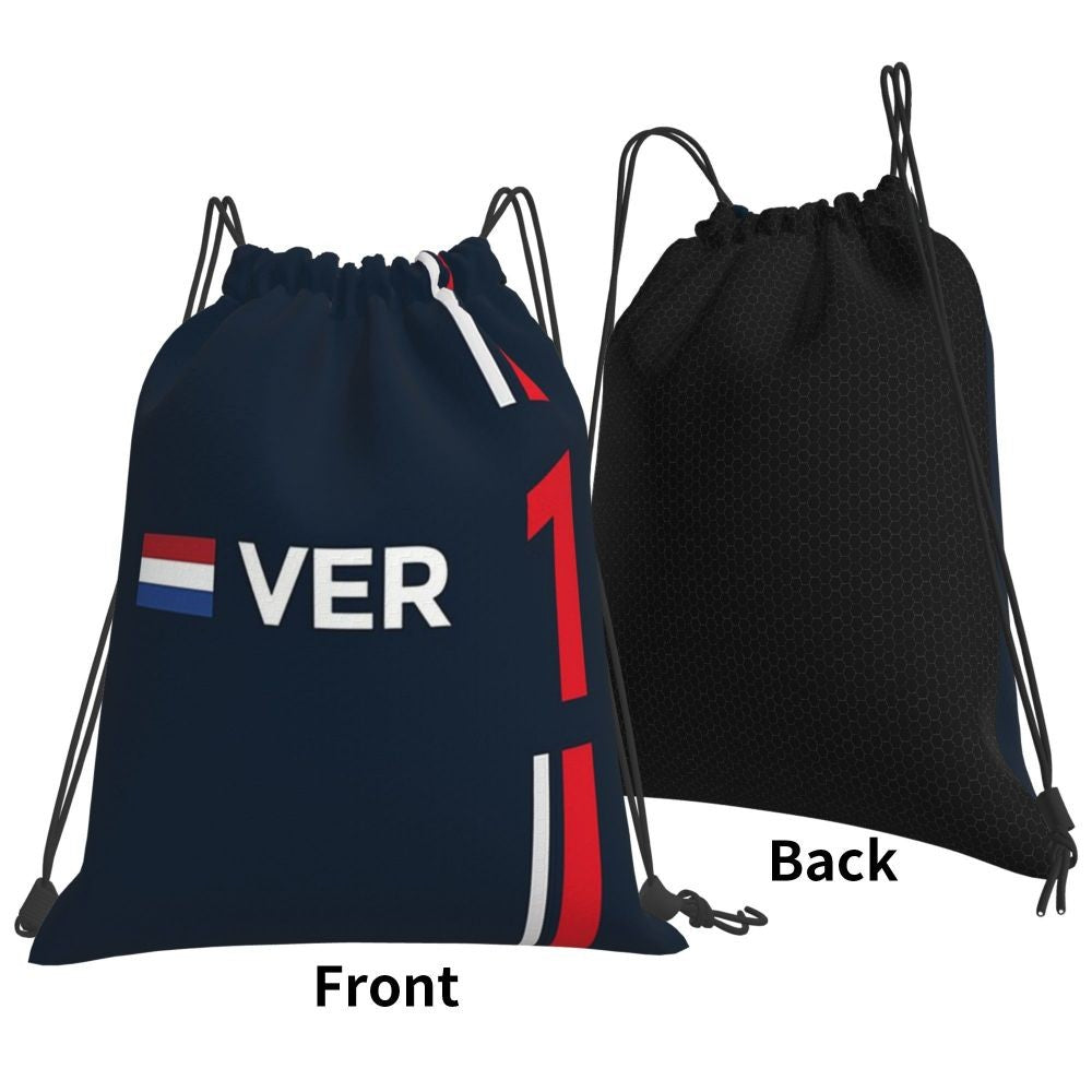 F1 2022 - #1 Verstappen Backpacks Casual Portable Drawstring Bags Drawstring Bundle Pocket Sports Bag Book Bags Travel Students