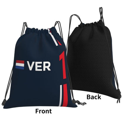 F1 2022 - #1 Verstappen Backpacks Casual Portable Drawstring Bags Drawstring Bundle Pocket Sports Bag Book Bags Travel Students