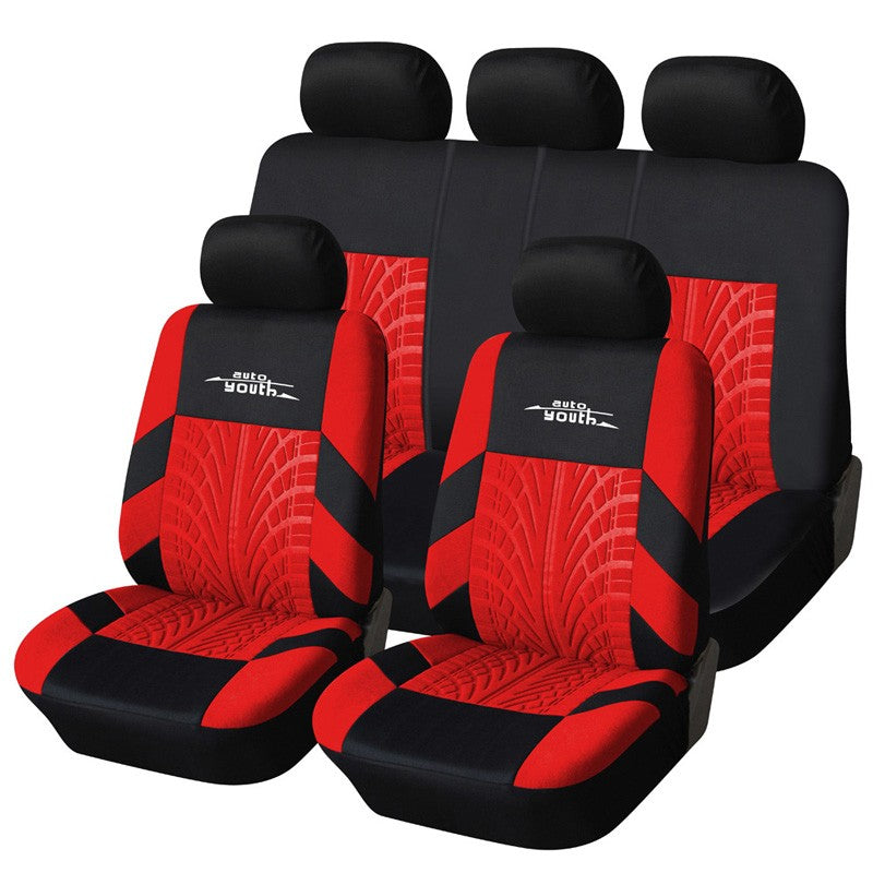 AUTOYOUTH Marca Bordado Capas de Banco de Carro Conjunto Universal para a Maioria dos Carros Capas com Detalhe de Banda de Rodagem do Pneu Estilo Protetor de Banco de Carro