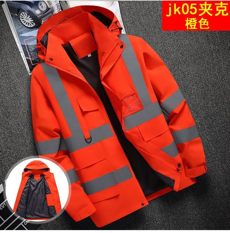 Jaqueta masculina de trabalho, roupa para construção civil, roupa de construção, roupa para trabalho ao ar livre, corta-vento, impermeável, faixa refletiva