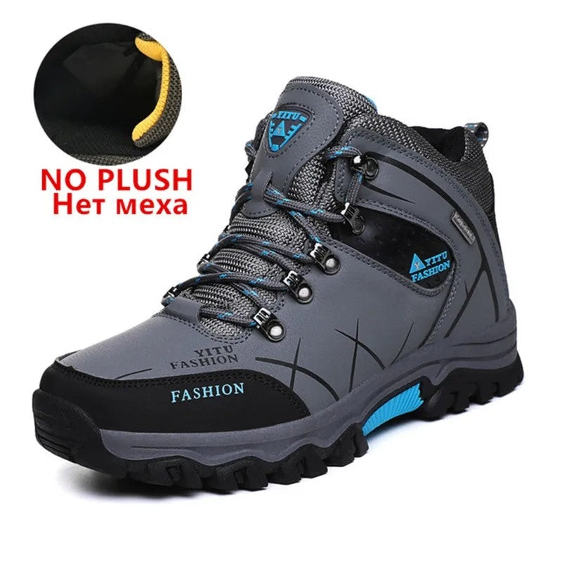 Botas de Neve Masculinas de Inverno Impermeáveis de Couro Tênis Super Quentes Botas Masculinas Botas de Caminhada ao Ar Livre Sapatos de Trabalho Tamanho 39-47