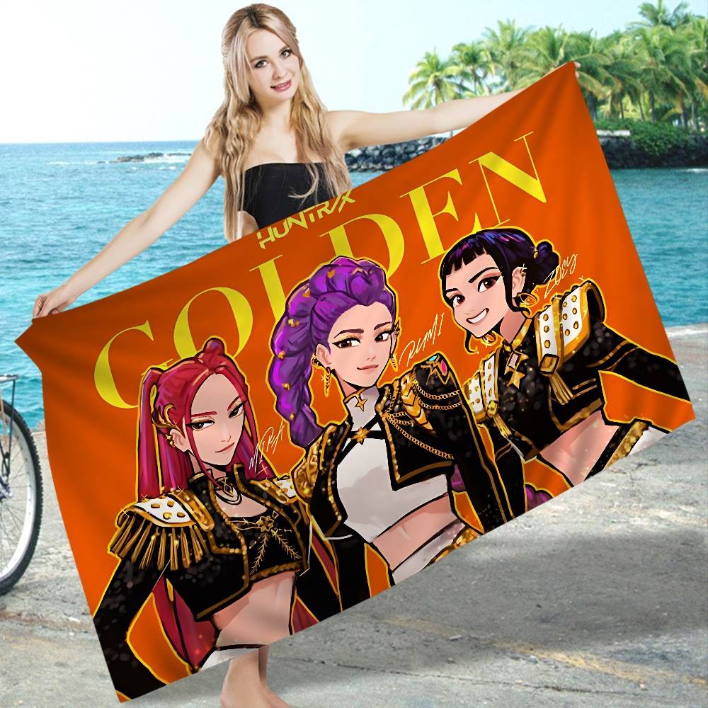 Popular KPop Movie D-Demon H-Hunters Microfiber Blanket Quick Drying Beach Towels Oversized Printing Super Absorbent Pool Towe