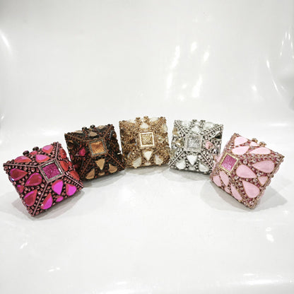 XIYUAN Luxury Glitter Metal Box Women Handbag Crystal Clutch Purse Wedding Party Bling Shiny Small Bags Rhinestones Evening Bag