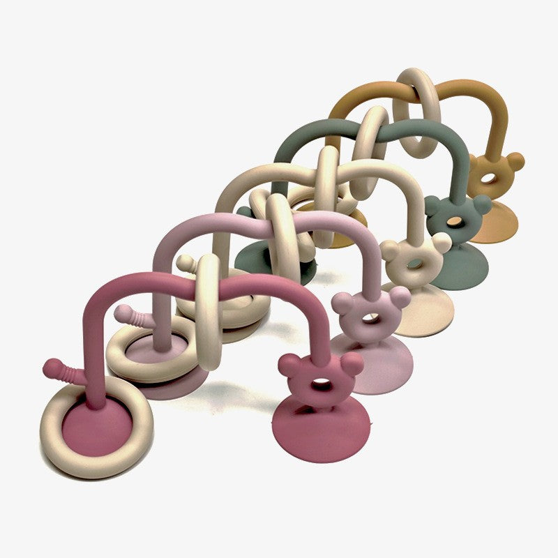 Brinquedos de contas labirinto para bebês, brinquedo de silicone visual para mastigar e moer, brinquedos educativos de contas labirinto com ventosa para a primeira infância