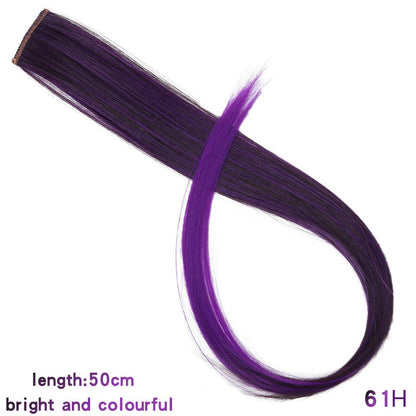 Todas as extensões de cabelo liso longo colorido para mechas, aplique de cabelo arco-íris, mecha de cabelo sintético rosa em tic-tac