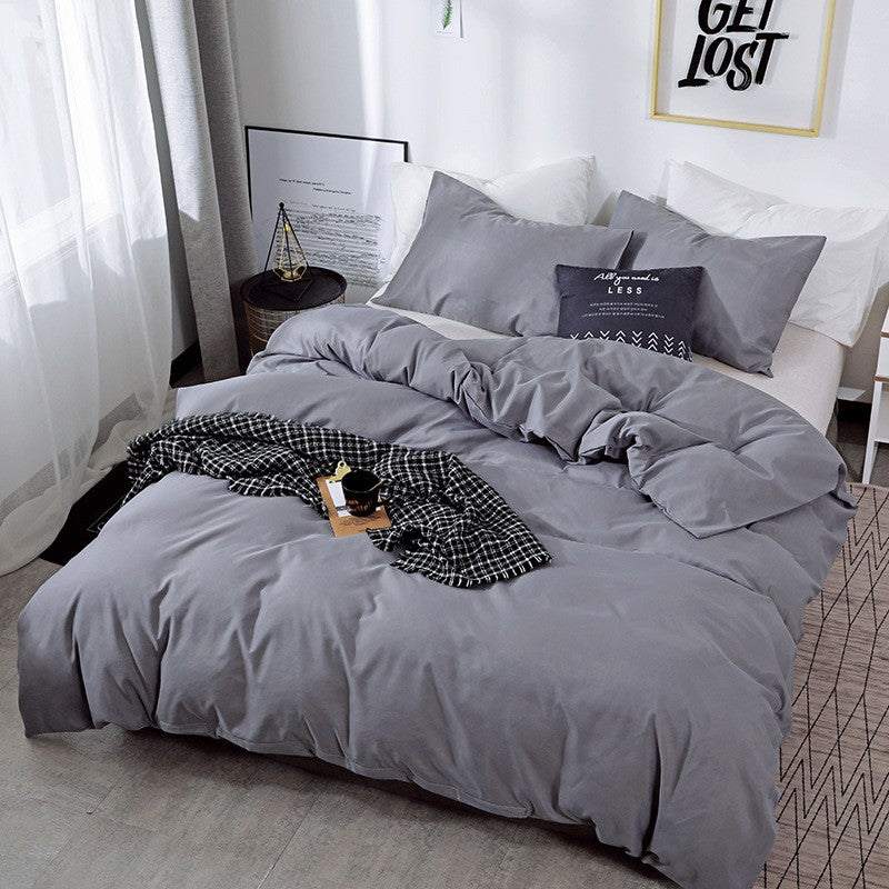 Capa de Edredom Nórdica Lixada Cor Sólida 220x240 Solteiro Casal Queen King Conjunto de Roupa de Cama Simples Fronha Roupa de Cama (Sem Lençol)