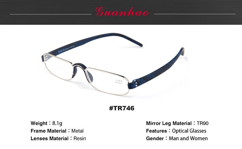 Guanhao Transparent Optical Reading Glasses Man Clear Women Presbyopia Hyperopia Reading Glasses Frame Alloy Ultralight HD View