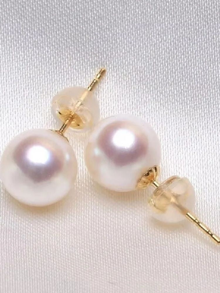 Lindos Brincos Femininos de Pérola Branca AKOYA Natural AAA+ 9-10mm Ouro 14K com Frete Grátis