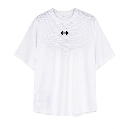 Oversized Loose Short Sleeve Quick Dry Shirt Gym Bodybuilding Breathable Cool Mesh Clothing Mens Fitness Workout Muscle T-shirts