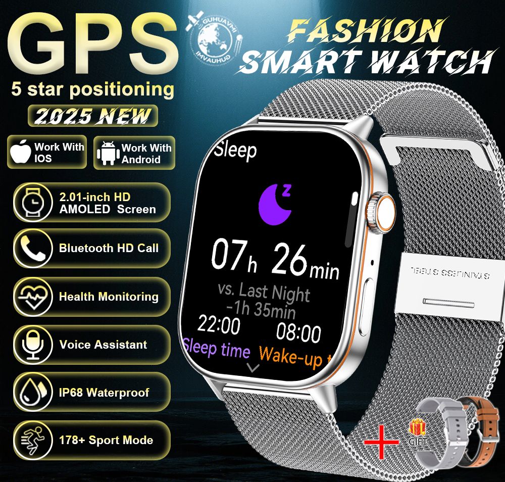 2025 New Military Dual-band GNSS GPS Smart Watch Men Compass 10ATM Waterproof Bluetooth Call Heart rate Sports Smart Watch Women