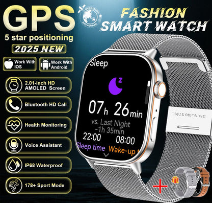 2025 New Military Dual-band GNSS GPS Smart Watch Men Compass 10ATM Waterproof Bluetooth Call Heart rate Sports Smart Watch Women