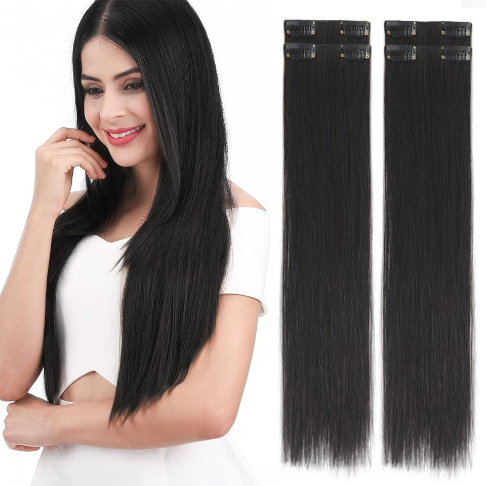 LUPU Aplique de Cabelo de Fibra Sintética, Fácil de Usar, Resistente ao Calor, 40/50/60 cm, Conjunto de 4 Peças, Versátil para Todos os Usuários