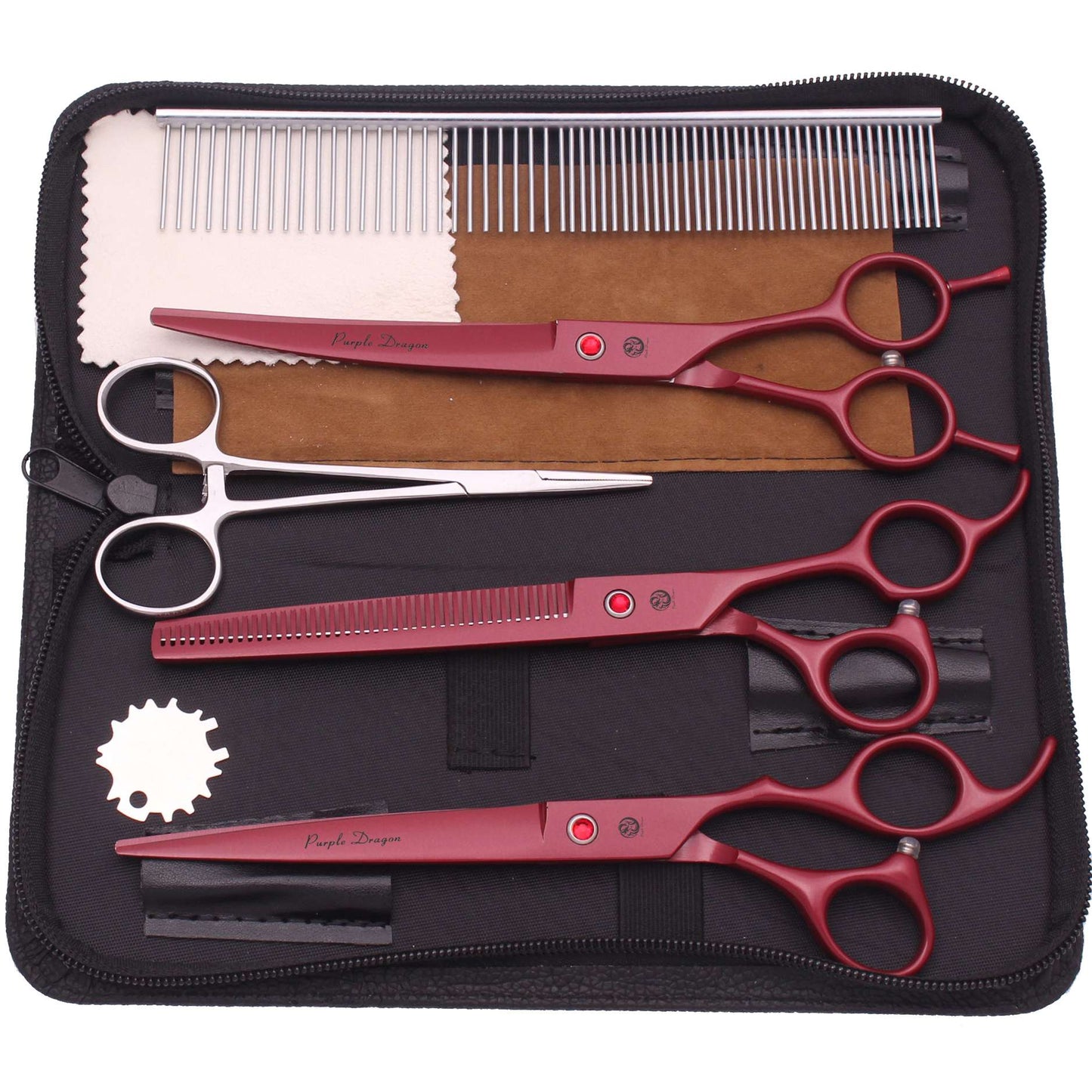 Dog Grooming Scissors Professional Stainless 7.5" Pet Hairdressing Scissors Dog Curved Scissors Thinning Shears Color Comb Z3088