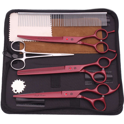 Dog Grooming Scissors Professional Stainless 7.5" Pet Hairdressing Scissors Dog Curved Scissors Thinning Shears Color Comb Z3088