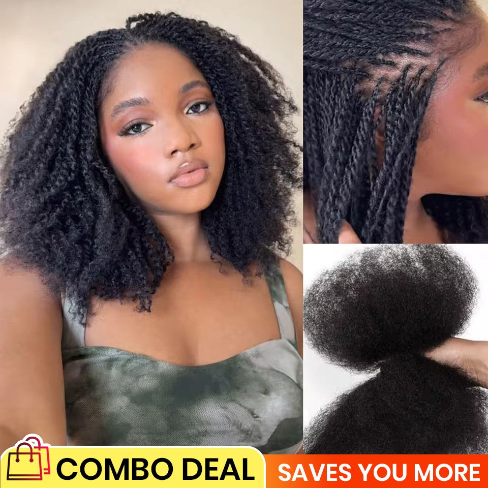 Cabelo Humano Afro Kinky Bulk QVR para Mini Twist, Tranças, Extensões de Dread Locs e Crochet, Cabelo Afro Kinky Cacheado Bulk para Dreadlocks 50g
