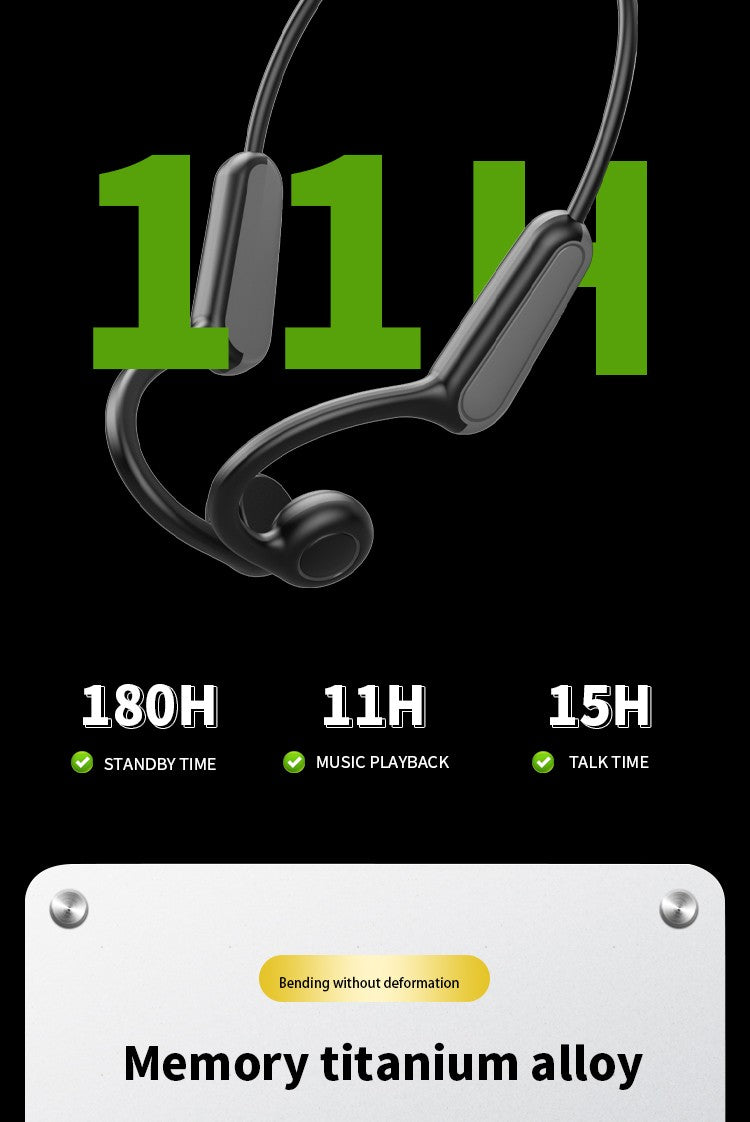 Real Bone Conduction Headphone Wireless Earphone Bluetooth 5.3 Sports Headsets Hands-free with Mic for Running