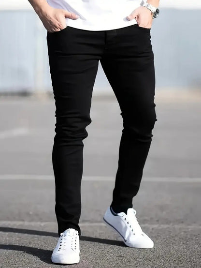 Men’s Slim Fit Black Jeans, Reinforced Denim Seams, Menswear Approved from Gym to Gallery