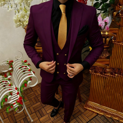 Smoking masculino de 3 peças, ternos brancos para o noivo, jaquetas de design, conjuntos de casamento novos em roupas e blazer