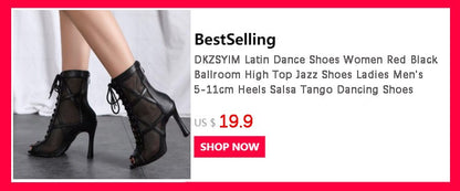 DKZSYIM New Women Ballroom Latin Dance Shoes Jazz Modern Dance Shoes Lace Up Dancing Boots Red Black Sports Dancing Sneakers