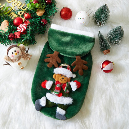 Roupas de Natal para Cães Outono e Inverno Flannel Gatos Cães Moletons Roupas para Animais de Estimação para Cães Pequenos e Médios Fantasia de Natal para Cães e Gatos
