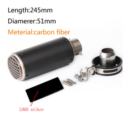motorcycle exhaust inox muffler carbon fiber exhaust Universal 51/60mm with DB Killer for z900 R3 R25 MT07 MT09 R1 Z400 Z650