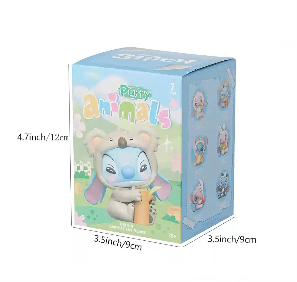 MINISO Disney Stitch Animals Party Series Blind Box – Última Estatueta, Decoração de Figura Surpresa, Sacola Surpresa, Presente de Aniversário