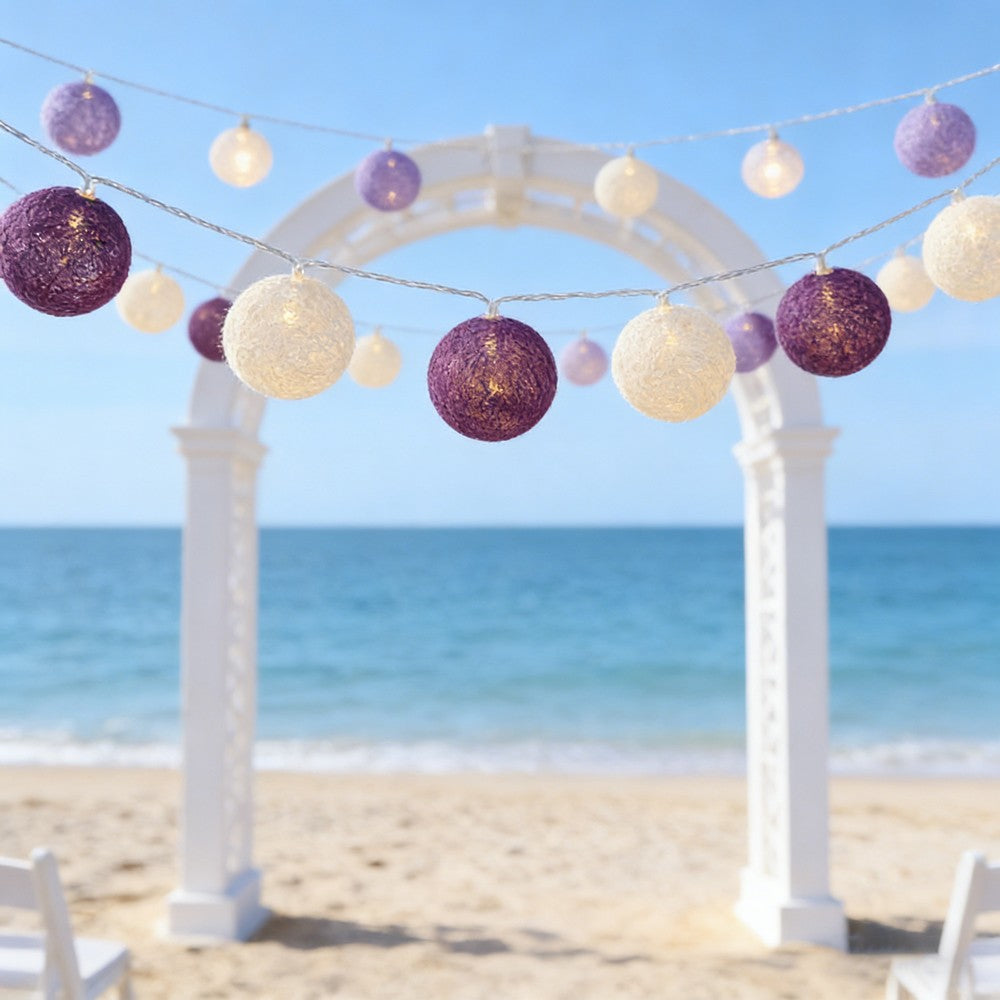 10/20LED Cotton Balls String Lights Battery Powered Fairy Garland Lighting Strings Holiday Wedding Party Decoration Birthday