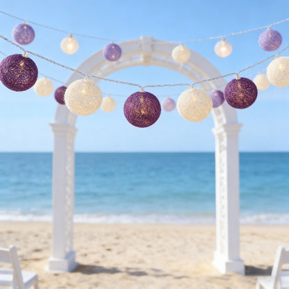 10/20LED Cotton Balls String Lights Battery Powered Fairy Garland Lighting Strings Holiday Wedding Party Decoration Birthday