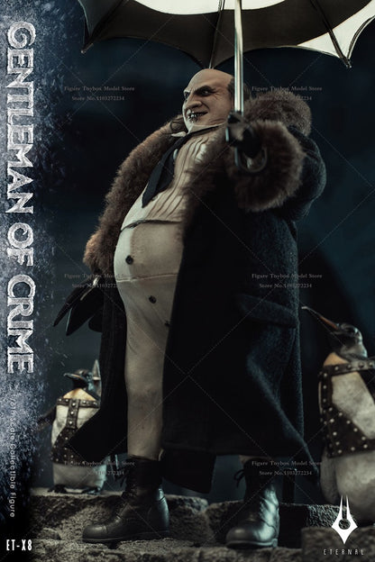 Boneco Articulado Colecionável Eternal Toy ETX8 1/6 Comics Villain Gentleman of Crime Pinguim Jazz Conjunto Completo 12'' com Traje e Guarda-Chuva