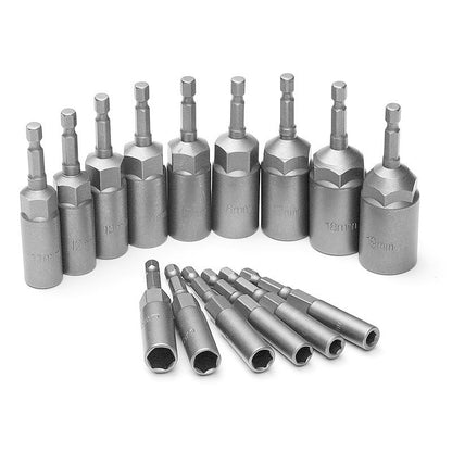 Conjunto de Bits de Impacto com Chave de Porca de 80mm de Comprimento e Profundidade 5.5-19MM Adaptador de Soquete para Ferramentas Elétricas Haste Hexagonal de 6.35MM
