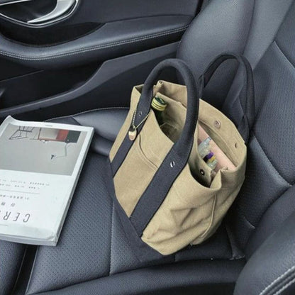 Lady Canvas Tote Bag Handbag Creative Large Capacity Multi Compartment Carrying Bag Student Book Pocket Travel Bag Grocery Bag