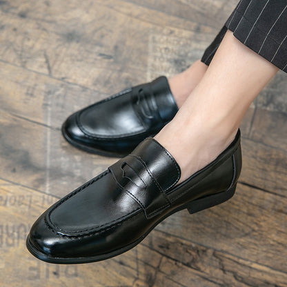 Spring Autumn Prom Evening Long Men's Casual Leather Loafers Male Slip on Flats Shoes Male Brogue Retro Upscale Comfy Shoes