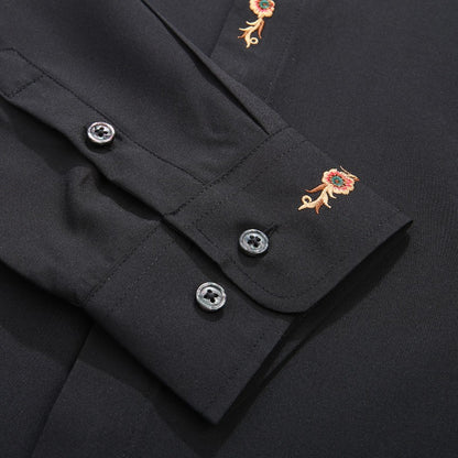 Men Shirt Denim Oversize Plus Size 6XL 7XL 8XL 10XL Oversize Fashion Casual Loose Golden Embroidery Loose Long Sleeve Soft Dress