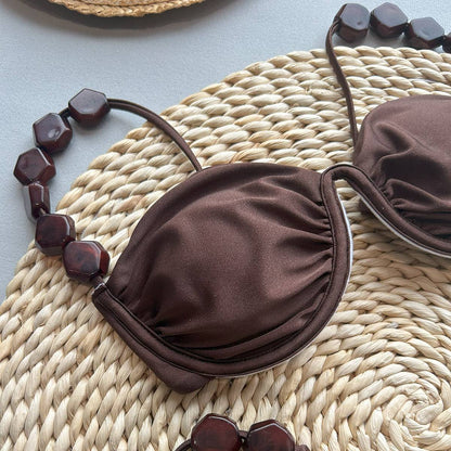 Push Up Sexy Micro Bikini 2025 Women Swimsuit Swimwear Brown Thong Bikinis Set Brazilian Beach Wear Bathing Suit Biquini Female
