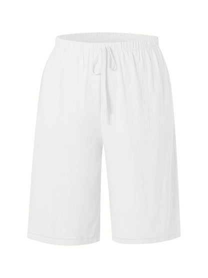 Women's 2025 Casual Solid Color Shorts - Mid-Length 5-Inch Bermuda Shorts, High Waist Loose Fit Summer Short Pants