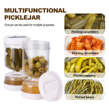 Pote de Picles com Garfos Dispensador de Picles Secos e Molhados Frasco de Ampulheta para Picles e Azeitonas Recipiente de Pepino para Cozinha Ferramenta Separadora de Suco