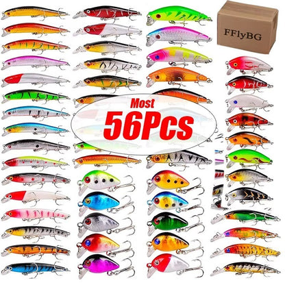 Kit de Iscas Artificiais para Pesca - Crankbait, Minnow, Popper, Pencil, Swimbait, Wobblers e Bionic Crank - Terno de Pesca