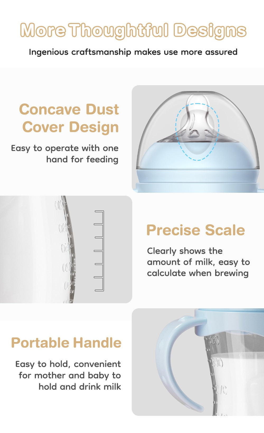 MAMIJOY 2PCS 150/240/330ML Baby Bottle With Handle Anti-bloating?Anti-drop Clear Scale Newborn Bottle Feeding Bottles PP15/24/33