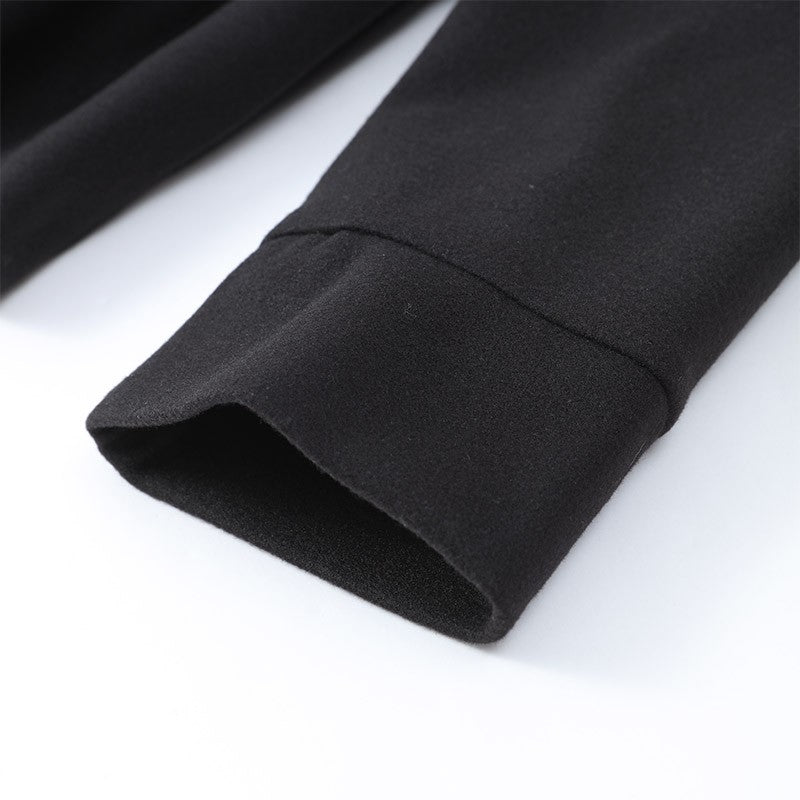 Solid Lace Up Faux Fur Sleeve Jacket Woman Elegant Mid-length V-neck Woolen Blend Coat Autumn Casual Fashion Scarf Outwear 2025