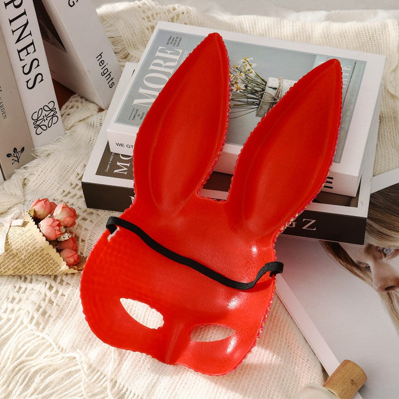 Full Diamond Animal Party Makeup Ball Shining Rabbit Mask for women Drama Performance Animal Costume Shooting Props, Halloween