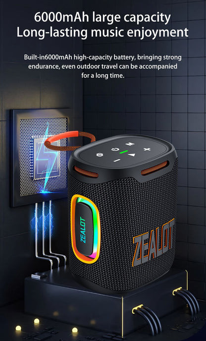 ZEALOT S122 25W Portable Wireless Speaker, Wireless Speaker, Bass Boost, Dual Pairing, 6000mAh Battery.